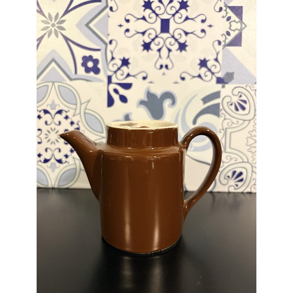 Hall Brown Individual Teapot Mid Century Modern Restaurant Ware Vintage 4”